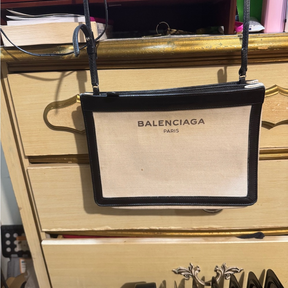 Balenciaga Paris Canvas and Leather Crossbody Bag